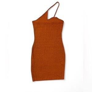 Elegant One-Shoulder Orange Dress